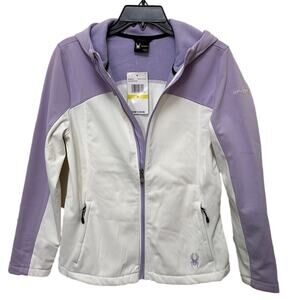 New Spyder Women’s Hooded Jacket Size M Lilac and White. Full zipper